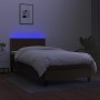 Cama box spring colchón luces LED tela marrón oscuro 100x200cm de vidaXL, Camas y somieres - Ref: Foro24-3133056, Precio: 322...