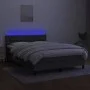 Box spring bed mattress and LED lights dark gray fabric 140x190 cm by vidaXL, Beds and slatted bases - Ref: Foro24-3133390, P...