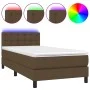 Box spring bed mattress LED lights dark brown fabric 100x200cm by vidaXL, Beds and slatted bases - Ref: Foro24-3133456, Price...