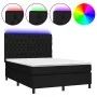 Boxspringbettmatratze und LED-Leuchten aus schwarzem Stoff 140x190 cm von vidaXL, Betten und Lattenroste - Ref: Foro24-313511...