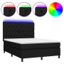 Cama box spring colchón y luces LED tela negro 140x190 cm de vidaXL, Camas y somieres - Ref: Foro24-3135111, Precio: 496,51 €...