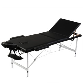 Klappbarer Massagetisch aus Aluminium mit drei schwarzen Körpern von vidaXL, Massageliegen - Ref: Foro24-110092, Preis: 182,7...