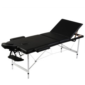 Mesa camilla de masaje de aluminio plegable de tres cuerpos
