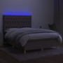 Box spring bed with mattress and LED lights taupe gray fabric 140x200 cm by vidaXL, Beds and slatted bases - Ref: Foro24-3135...