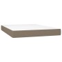 Cama box spring con colchón tela gris taupe 140x200 cm