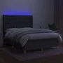 Box spring bed mattress and LED lights dark gray fabric 140x200 cm by vidaXL, Beds and slatted bases - Ref: Foro24-3139118, P...