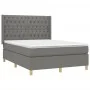Box spring bed mattress and LED lights dark gray fabric 140x200 cm by vidaXL, Beds and slatted bases - Ref: Foro24-3139118, P...