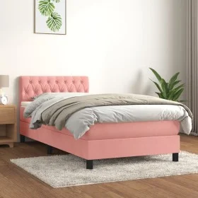 Box spring bed with pink velvet mattress 100x200 cm by vidaXL, Beds and slatted bases - Ref: Foro24-3141472, Price: 301,94 €,...