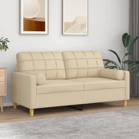 2-seater sofa with cream fabric cushions 140 cm by vidaXL, Sofas - Ref: Foro24-3200784, Price: 207,59 €, Discount: %