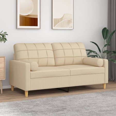 2-seater sofa with cream fabric cushions 140 cm by vidaXL, Sofas - Ref: Foro24-3200784, Price: 210,27 €, Discount: %