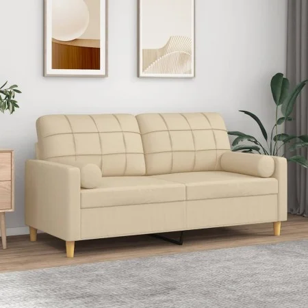 2-seater sofa with cream fabric cushions 140 cm by vidaXL, Sofas - Ref: Foro24-3200784, Price: 207,59 €, Discount: %
