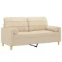 2-seater sofa with cream fabric cushions 140 cm by vidaXL, Sofas - Ref: Foro24-3200784, Price: 207,59 €, Discount: %