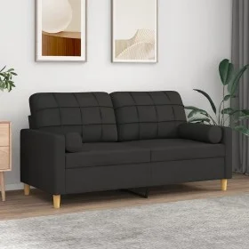 2-seater sofa with black fabric cushions 140 cm by vidaXL, Sofas - Ref: Foro24-3200786, Price: 216,75 €, Discount: %