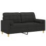 Sofá de 2 plazas con cojines tela negro 140 cm