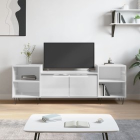 Mueble para TV madera contrachapada blanco brillo 160x35x55 cm