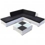 6-teiliges Gartenmöbel-Set und Kissen Kunstrattan weiß von vidaXL, Gartensets - Ref: Foro24-41264, Preis: 489,74 €, Rabatt: %