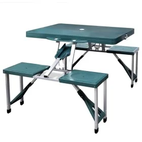 Folding camping set 1 table 4 light green aluminum stools by vidaXL, camping furniture - Ref: Foro24-41456, Price: 77,54 €, D...