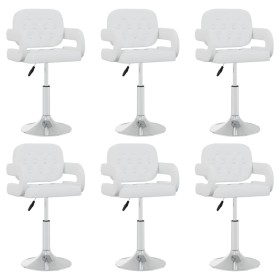 Sillas de comedor giratorias 6 uds cuero sintético blanco