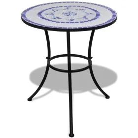 Blue and white mosaic terrace bistro table 60 cm by vidaXL, Garden tables - Ref: Foro24-41530, Price: 91,02 €, Discount: %