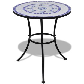 Mesa de bistro terraza mosaico azul y blanco 60 cm de vidaXL, Mesas de jardín - Ref: Foro24-41530, Precio: 90,97 €, Descuento: %