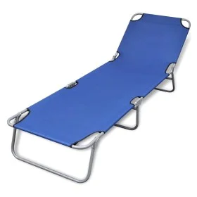Tumbona plegable de acero con recubrimiento polvo azul de vidaXL, Tumbonas - Ref: Foro24-41477, Precio: 59,39 €, Descuento: %