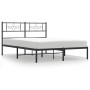 Bed frame with black metal headboard 135x190 cm by vidaXL, Beds and slatted bases - Ref: Foro24-355266, Price: 99,18 €, Disco...