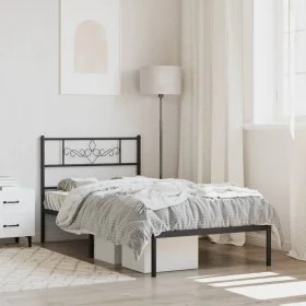 Bed frame with black metal headboard 80x200 cm by vidaXL, Beds and slatted bases - Ref: Foro24-355258, Price: 62,90 €, Discou...