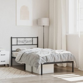 Bettgestell mit schwarzem Metallkopfteil 80x200 cm von vidaXL, Betten und Lattenroste - Ref: Foro24-355258, Preis: 63,85 €, R...