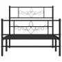 Bed frame with headboard and black metal footboard 100x190cm by vidaXL, Beds and slatted bases - Ref: Foro24-355279, Price: 7...