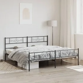 Estructura de cama cabecero y estribo metal negro 193x203cm de vidaXL, Camas y somieres - Ref: Foro24-355291, Precio: 125,59 ...