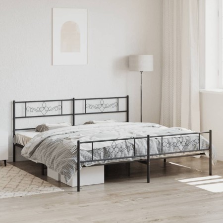 Estructura de cama cabecero y estribo metal negro 193x203cm de vidaXL, Camas y somieres - Ref: Foro24-355291, Precio: 127,35 ...