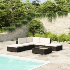 6-piece garden furniture set and black synthetic rattan cushions by vidaXL, Garden sets - Ref: Foro24-41257, Price: 481,80 €,...