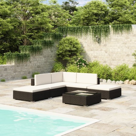 6-teiliges Gartenmöbel-Set und schwarze Kissen aus synthetischem Rattan von vidaXL, Gartensets - Ref: Foro24-41257, Preis: 48...