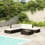 Set muebles de jardín 6 piezas y cojines ratán sintético negro de vidaXL, Conjuntos de jardín - Ref: Foro24-41257, Precio: 48...