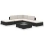 Set muebles de jardín 6 piezas y cojines ratán sintético negro de vidaXL, Conjuntos de jardín - Ref: Foro24-41257, Precio: 48...