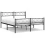 Black metal headboard and footboard bed frame 140x190 cm by vidaXL, Beds and slatted bases - Ref: Foro24-372295, Price: 92,30...