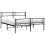 Black metal headboard and footboard bed frame 140x190 cm by vidaXL, Beds and slatted bases - Ref: Foro24-372295, Price: 92,30...