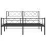 Black metal headboard and footboard bed frame 140x190 cm by vidaXL, Beds and slatted bases - Ref: Foro24-372295, Price: 92,30...