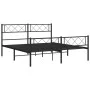 Black metal headboard and footboard bed frame 140x190 cm by vidaXL, Beds and slatted bases - Ref: Foro24-372295, Price: 92,30...