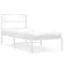 Metal bed frame with white headboard 90x200 cm by vidaXL, Beds and slatted bases - Ref: Foro24-372319, Price: 56,25 €, Discou...