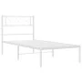 Metal bed frame with white headboard 90x200 cm by vidaXL, Beds and slatted bases - Ref: Foro24-372319, Price: 56,25 €, Discou...