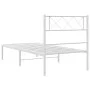 Metal bed frame with white headboard 90x200 cm by vidaXL, Beds and slatted bases - Ref: Foro24-372319, Price: 56,25 €, Discou...