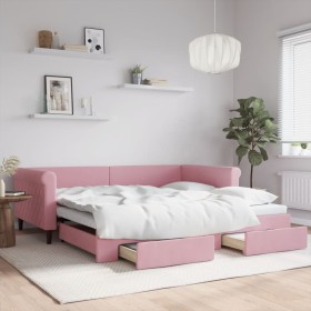 Ausziehbares Schlafsofa mit rosa Samtschubladen 100x200 cm von , Betten und Lattenroste - Ref: Foro24-3197829, Preis: 305,31 ...