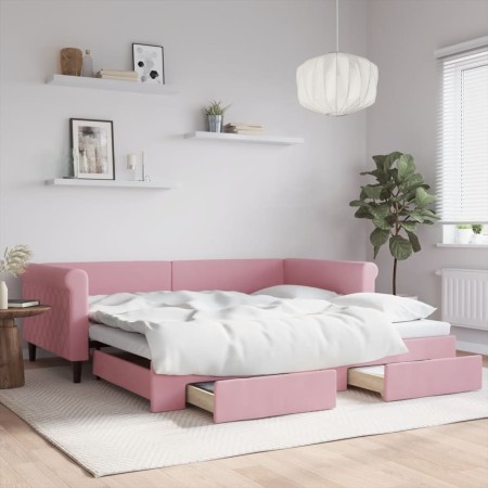 Ausziehbares Schlafsofa mit rosa Samtschubladen 100x200 cm von , Betten und Lattenroste - Ref: Foro24-3197829, Preis: 305,31 ...