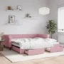 Sofá cama nido con cajones terciopelo rosa 100x200 cm de , Camas y somieres - Ref: Foro24-3197829, Precio: 300,79 €, Descuent...