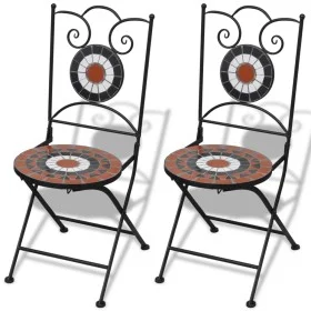 Klappbare Bistrostühle, 2 Stück, Terrakotta und weiße Keramik von vidaXL, Gartenstühle - Ref: Foro24-41535, Preis: 136,63 €, ...