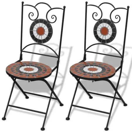 Folding bistro chairs 2 pcs terracotta and white ceramic by vidaXL, Garden chairs - Ref: Foro24-41535, Price: 136,63 €, Disco...