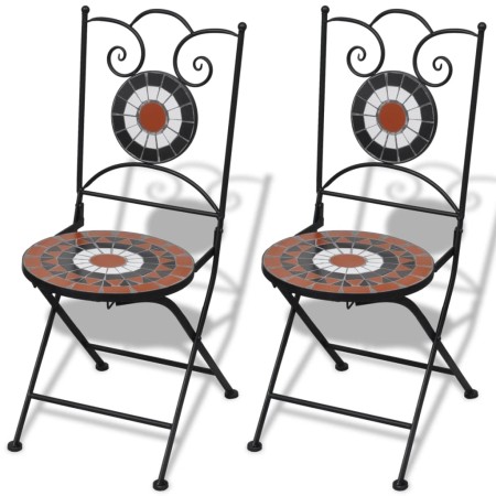 Klappbare Bistrostühle, 2 Stück, Terrakotta und weiße Keramik von vidaXL, Gartenstühle - Ref: Foro24-41535, Preis: 139,56 €, ...