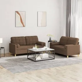 Sofa set with cushions 2 pieces brown fabric by , Sofas - Ref: Foro24-3201293, Price: 412,28 €, Discount: %