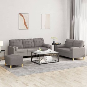 Sofa set with cushions 3 pieces taupe gray fabric by , Sofas - Ref: Foro24-3201337, Price: 542,21 €, Discount: %